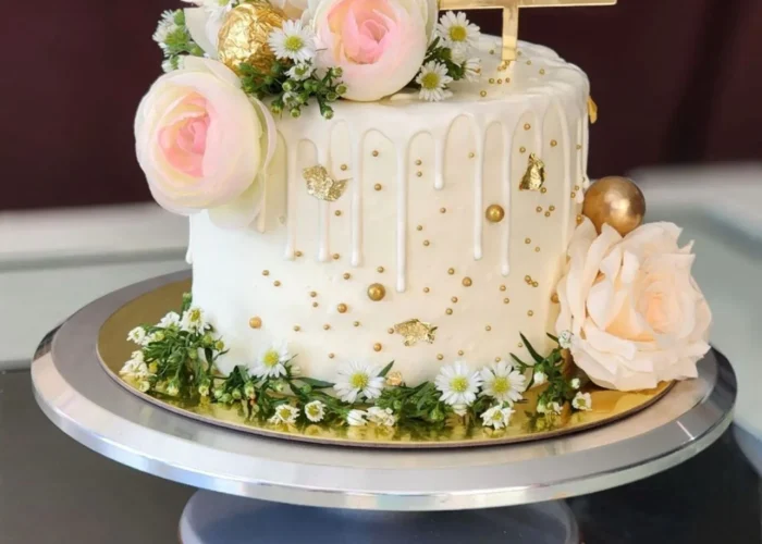 Floral Wedding Anniversary Cake